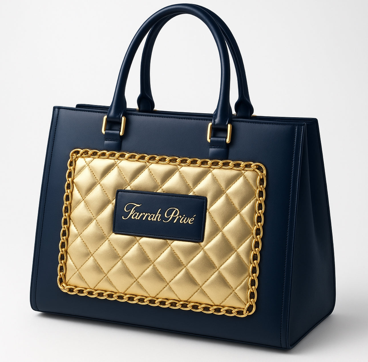 Farrah Privé™ Golden Signature Tote – Navy Edition