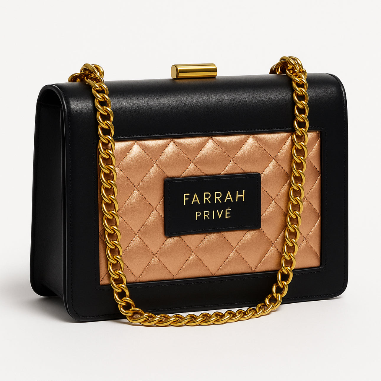 Farrah Privé™ Golden Signature Mini Bag – Noir Champagne Edition (Pre-Order)