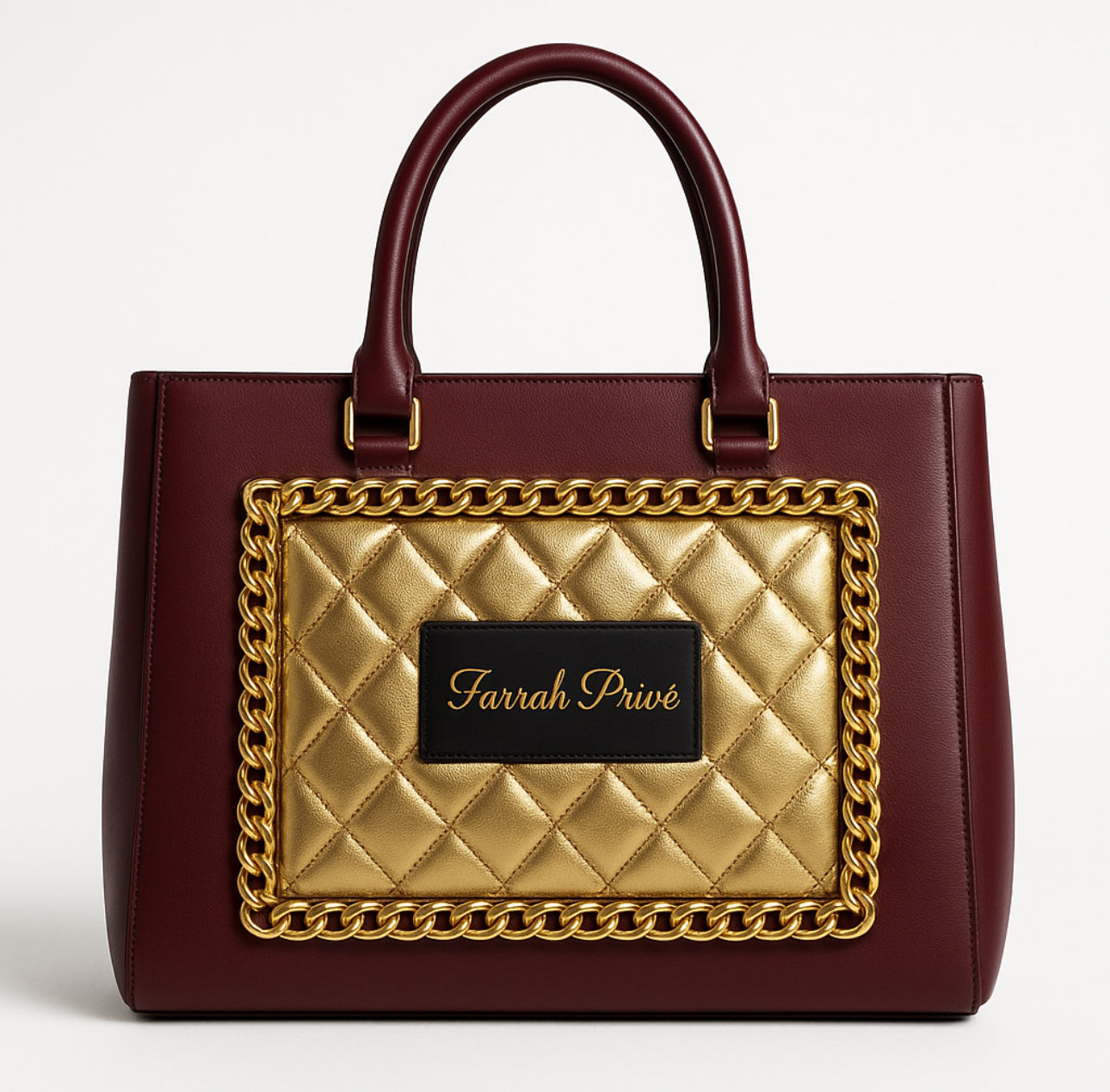 Farrah Privé™ Golden Signature Tote – Burgundy Edition (Pre-Order)