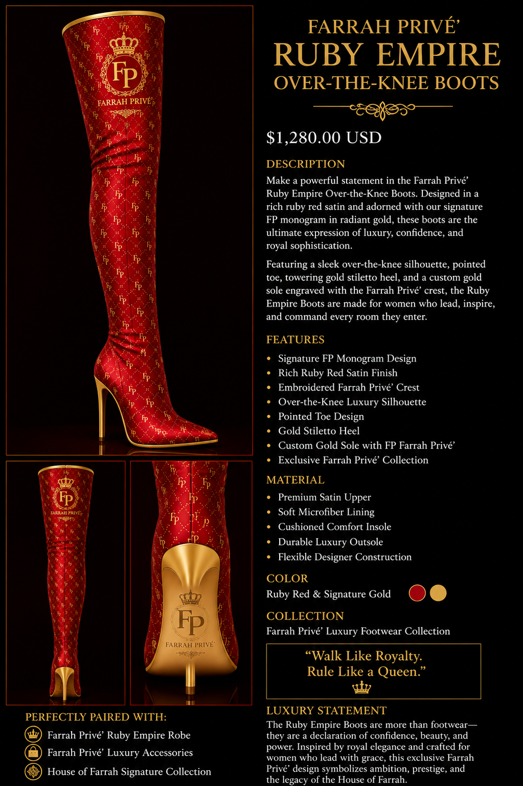 Farrah Privé’ Ruby Empire Over-the-Knee Boots