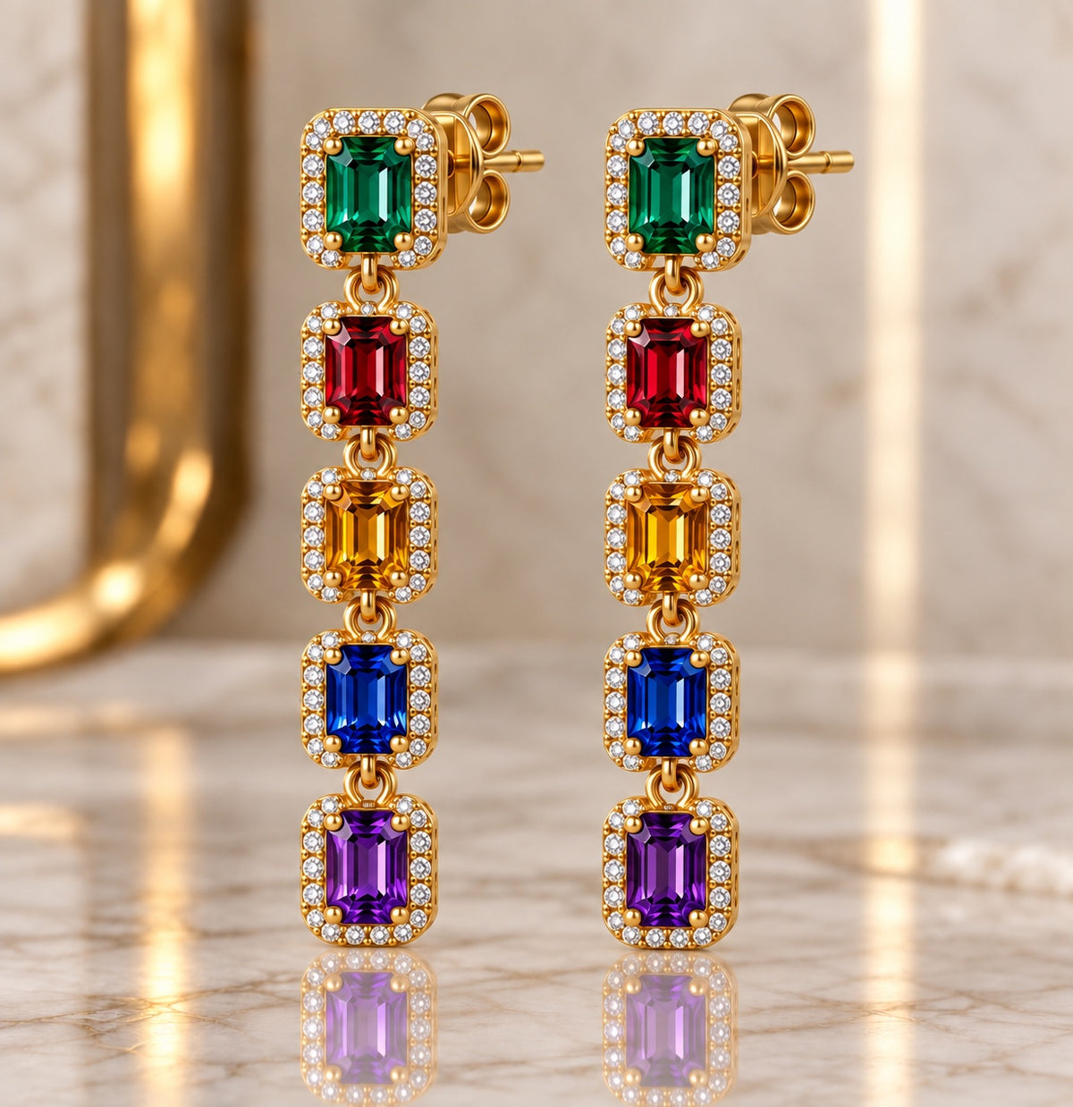 Farrah Privé Multicolor Gemstone Drop Earrings
