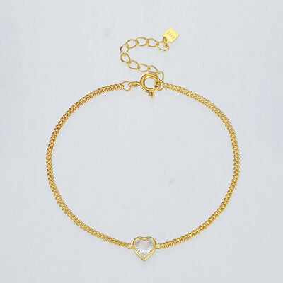 Heart Inlaid Zircon Spring Ring Closure Bracelet