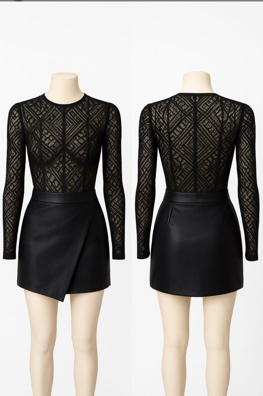 Farrah Privé™ Velours Noir Lace Dress — Midnight