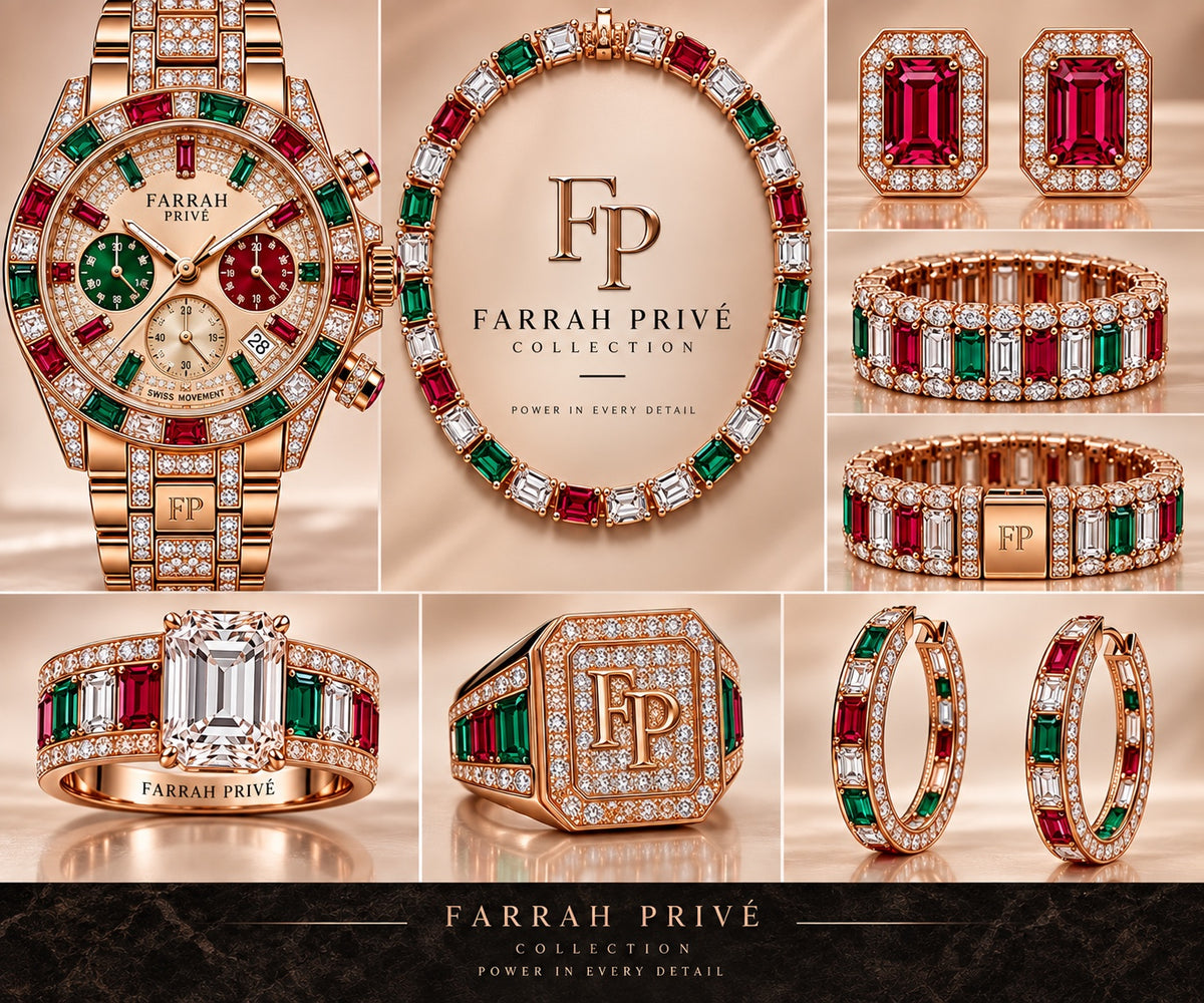 Farrah Privé red green signature full set rose gold