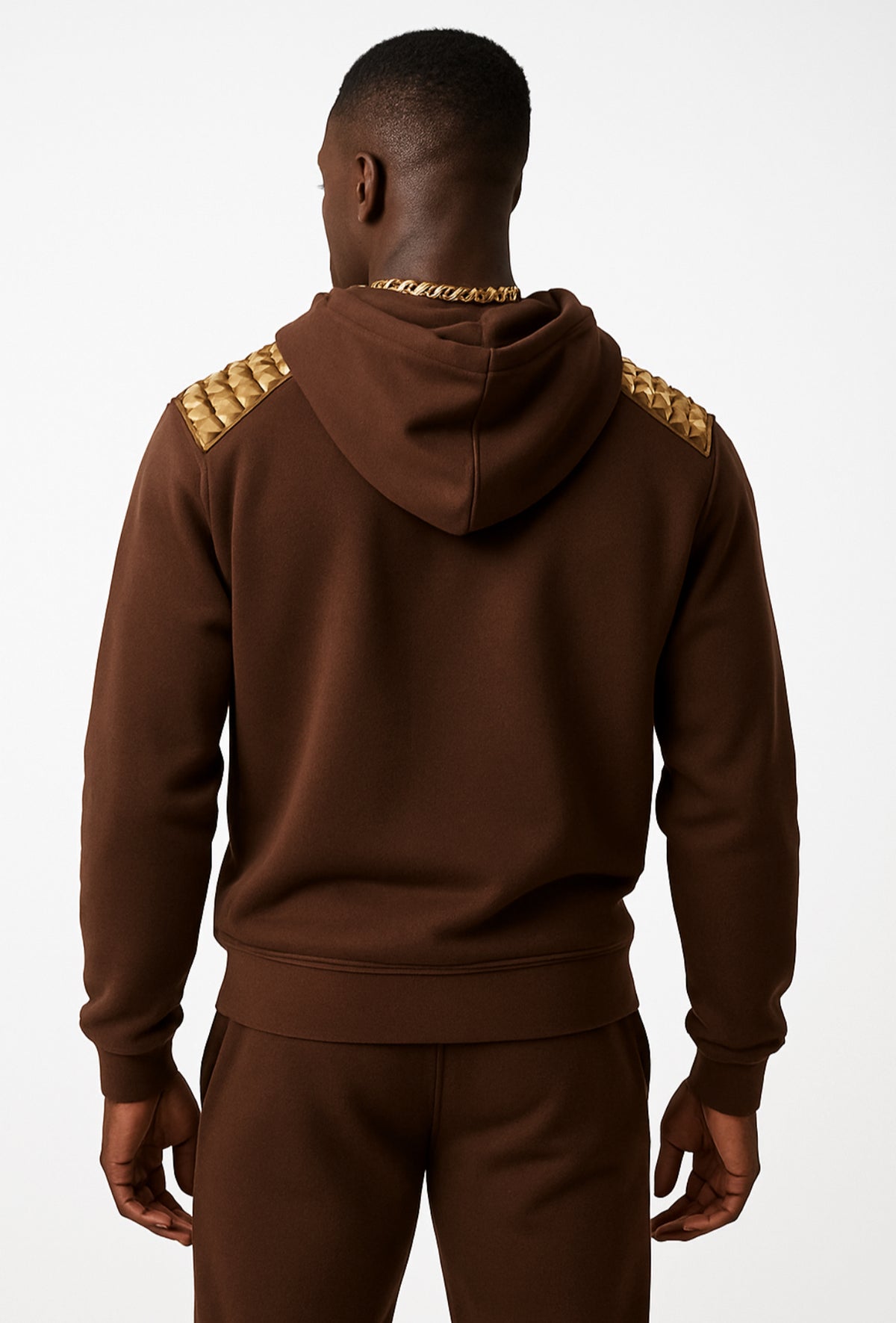 The Dynasty Luxe Jogger Set — Chocolate& Royal Gold
