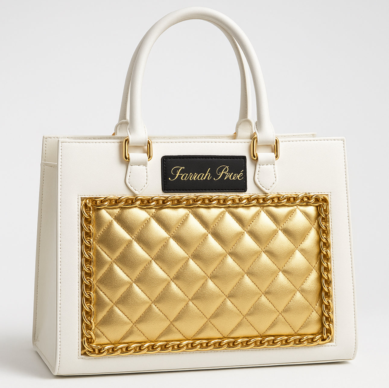 Farrah Privé™ Golden Signature Tote – Ivory Edition (Pre-Order)
