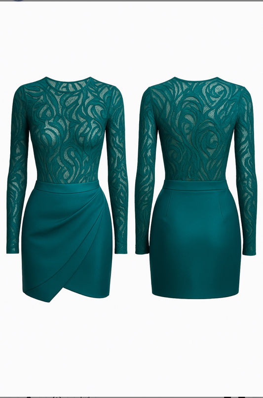 Farrah Privé™ Élan Lace Dress — Teal Royale