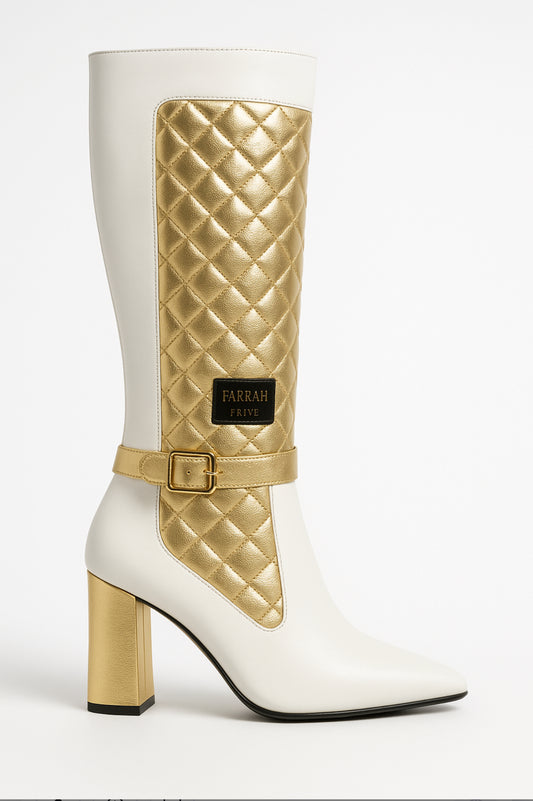 The Gilded Icon Boot — Ivory Prestige & Royal Gold
