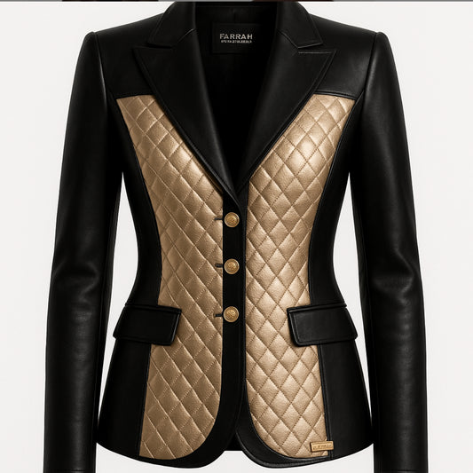 Farrah Privé Blazer – Sculpted Gold Edition (Crafted to Order)