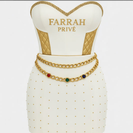 The Regal Heiress Corset Dress — Ivory Prestige & Royal Gold