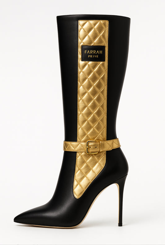 The Gilded Icon Boot — Black & Gold