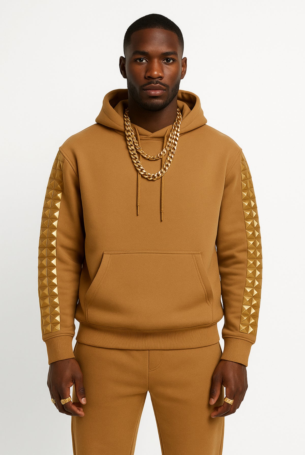 The Dynasty Luxe Jogger Set — Cognac & Royal Gold