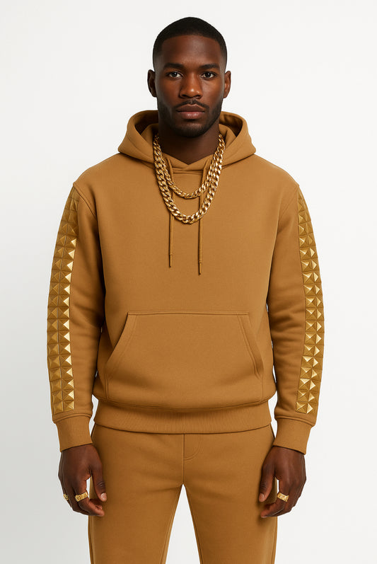 The Dynasty Luxe Jogger Set — Cognac & Royal Gold