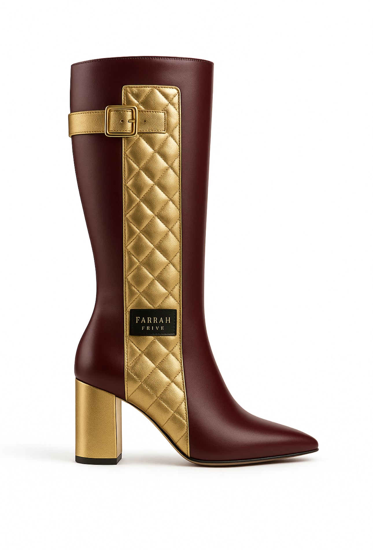 The Gilded Icon Boot — Bordeaux Luxe & Royal Gold