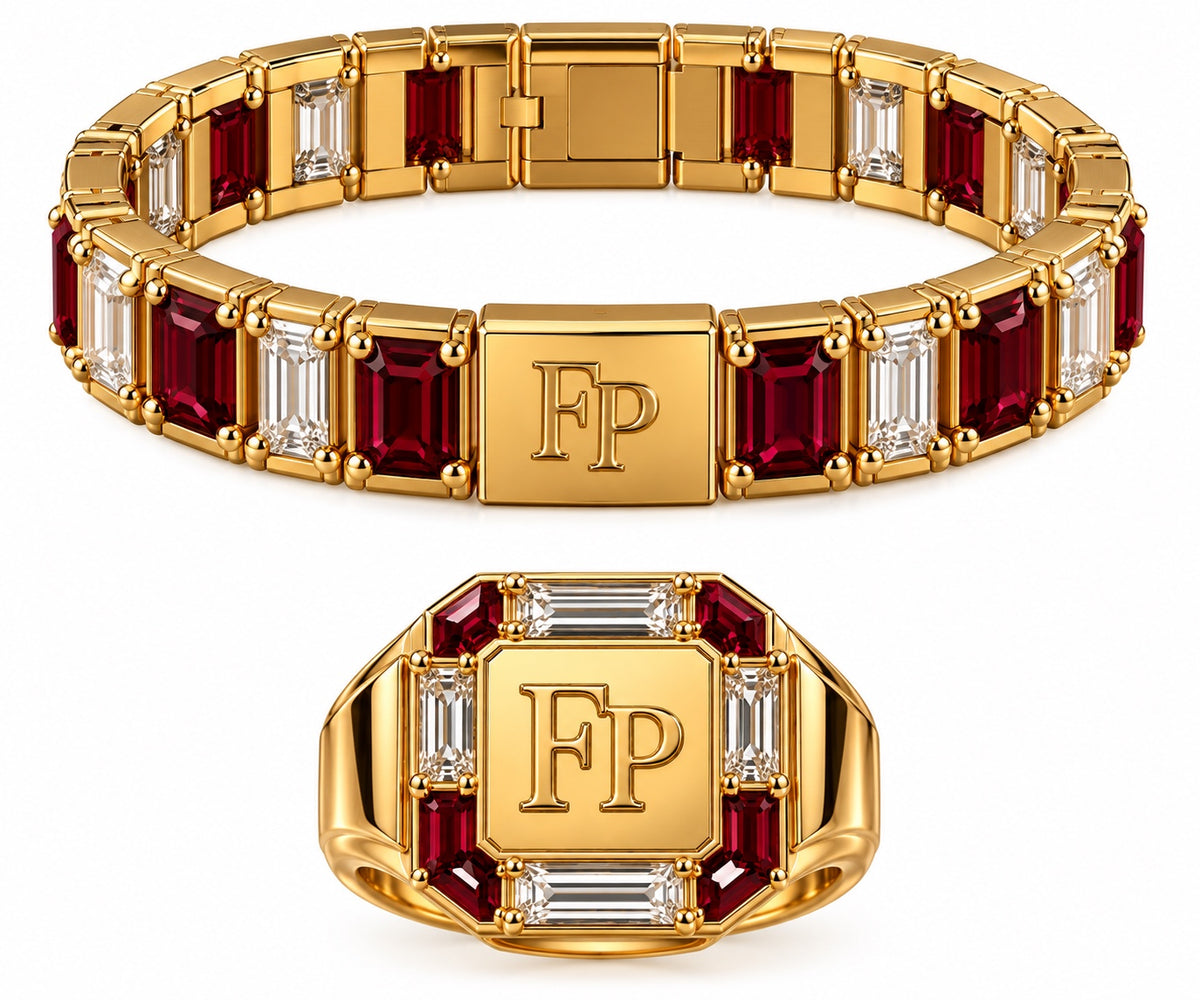 Farrah Privé Men's Red & Clear Signature Bracelet