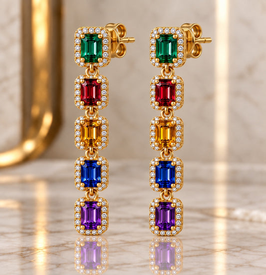 Farrah Privé Multicolor Gemstone Drop Earrings