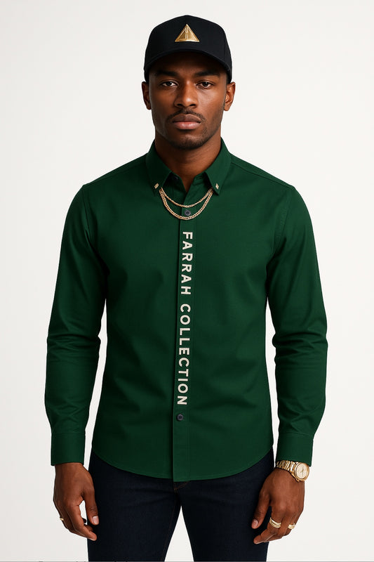 Farrah Collection Emerald Button-Up Shirt