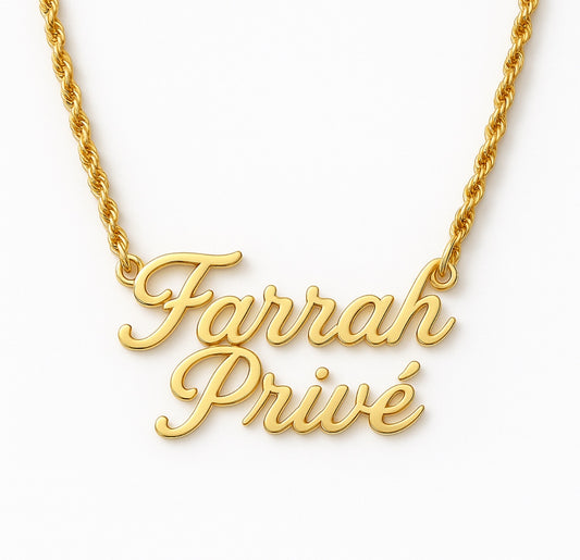 Farrah Privé signature script necklace fine chain