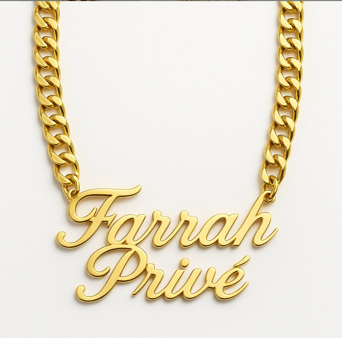 Farrah Privé signature script necklace