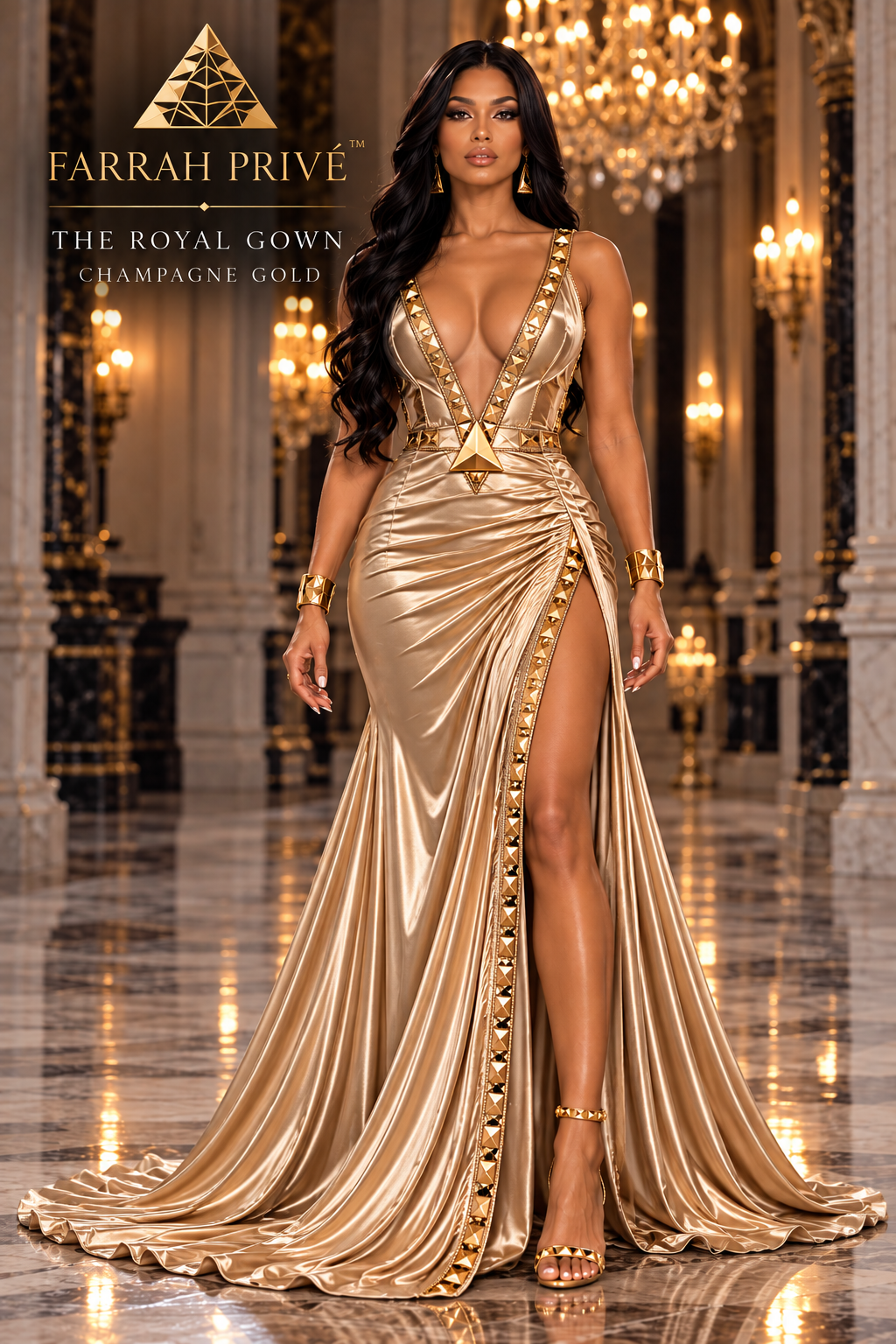 FARRAH PRIVÉ The Royal Gown Champagne Gold