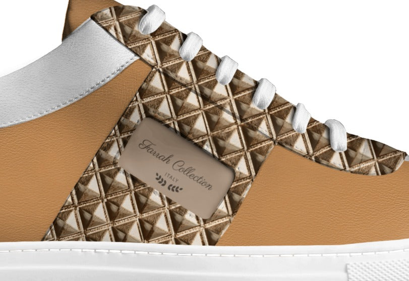 Farrah tan and white studded low-top sneaker