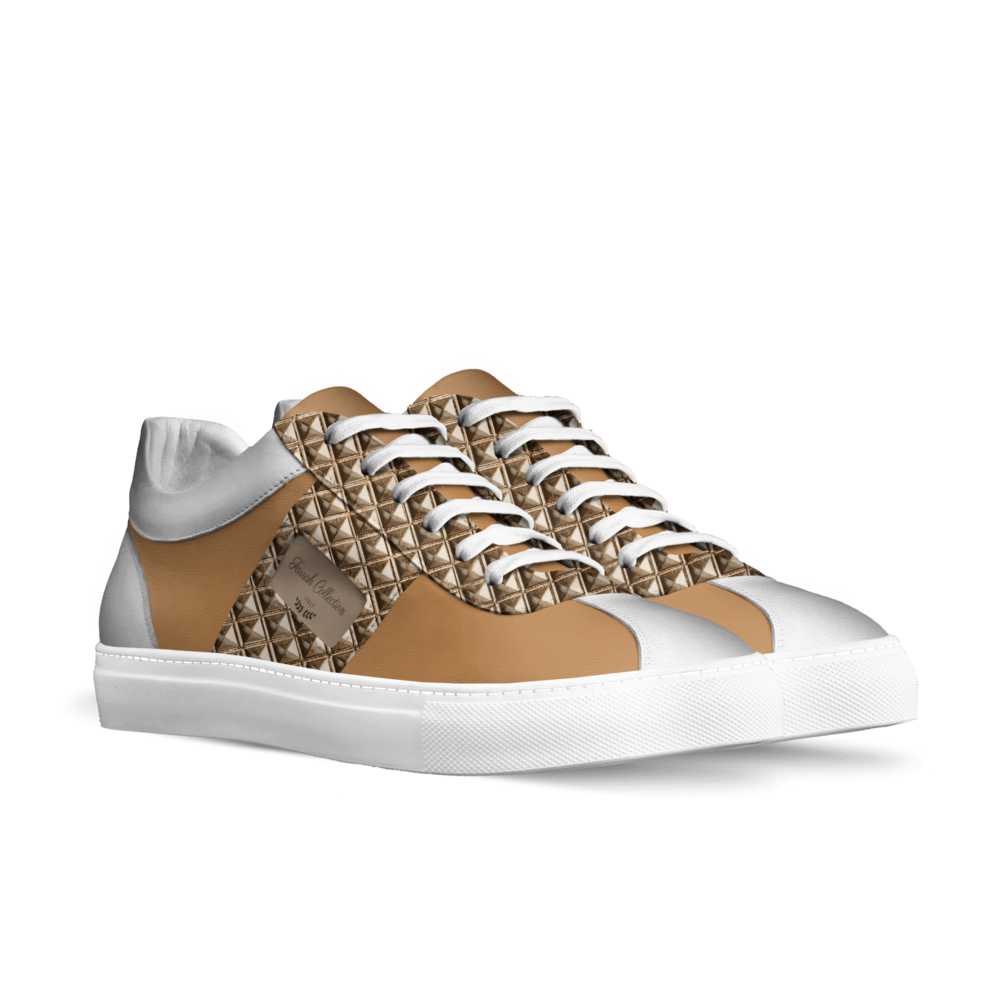 Farrah tan and white studded low-top sneaker