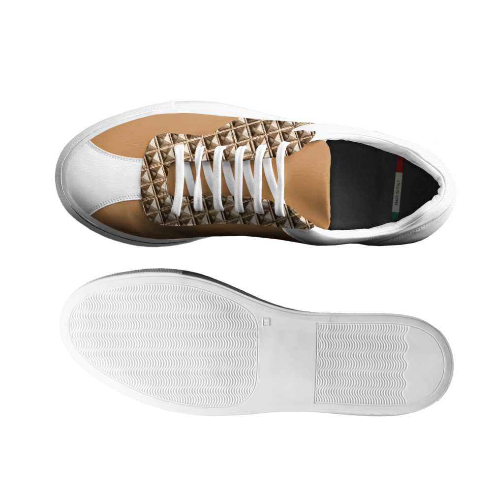 Farrah tan and white studded low-top sneaker