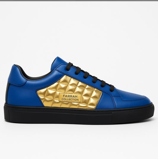 Farrah Collection™ Royal Blue & Gold Quilted Sneaker
