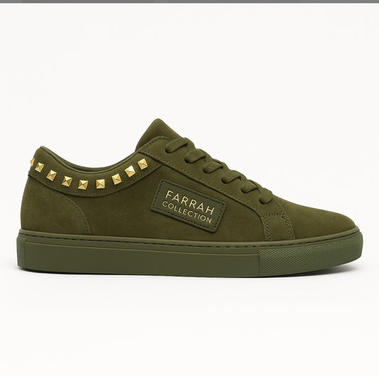 Farrah Collection™ Olive Gold Studded Sneaker