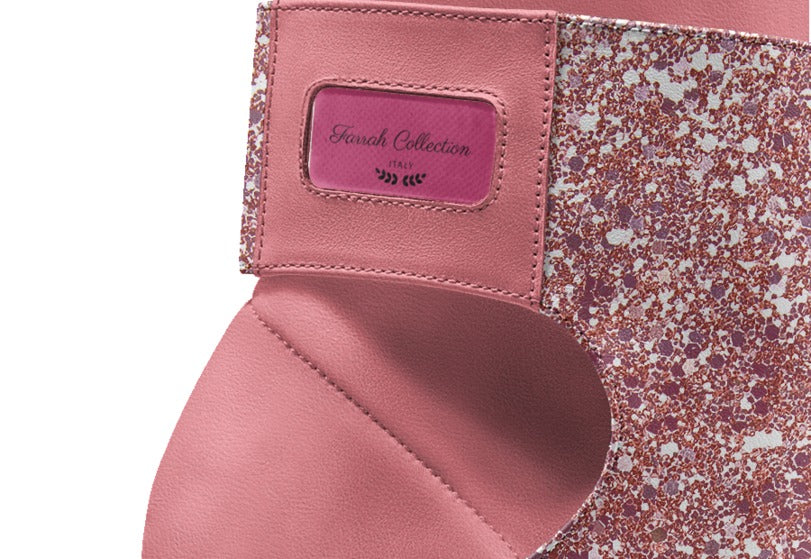 Farrah Collection pink glitter ankle boot detail