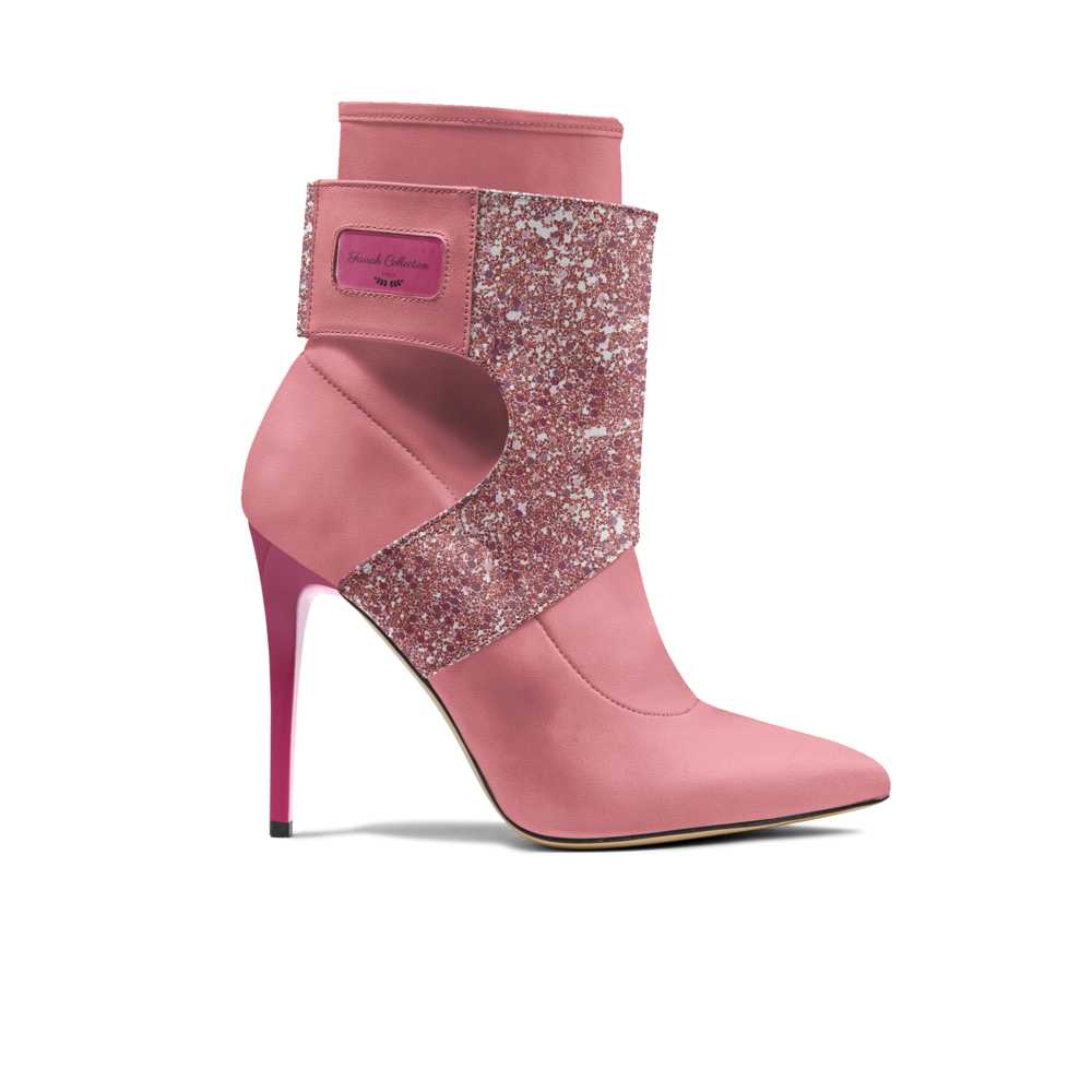 Farrah Collection pink glitter ankle boot side view