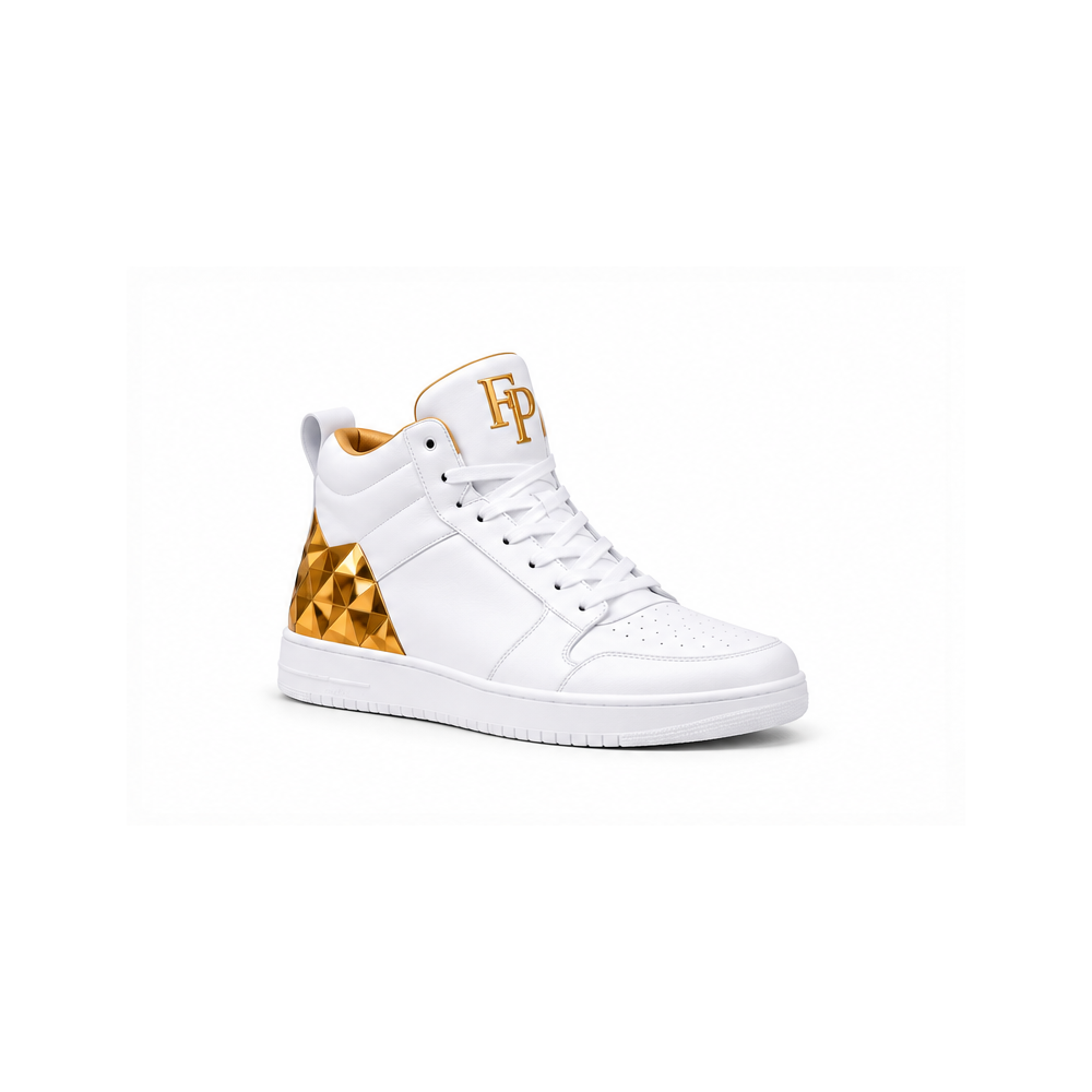 Farrah Privé™ Dynasty Elite High-Top Sneakers – White & Gold