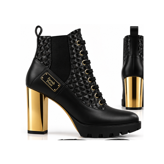 Farrah Privé black and gold signature boot