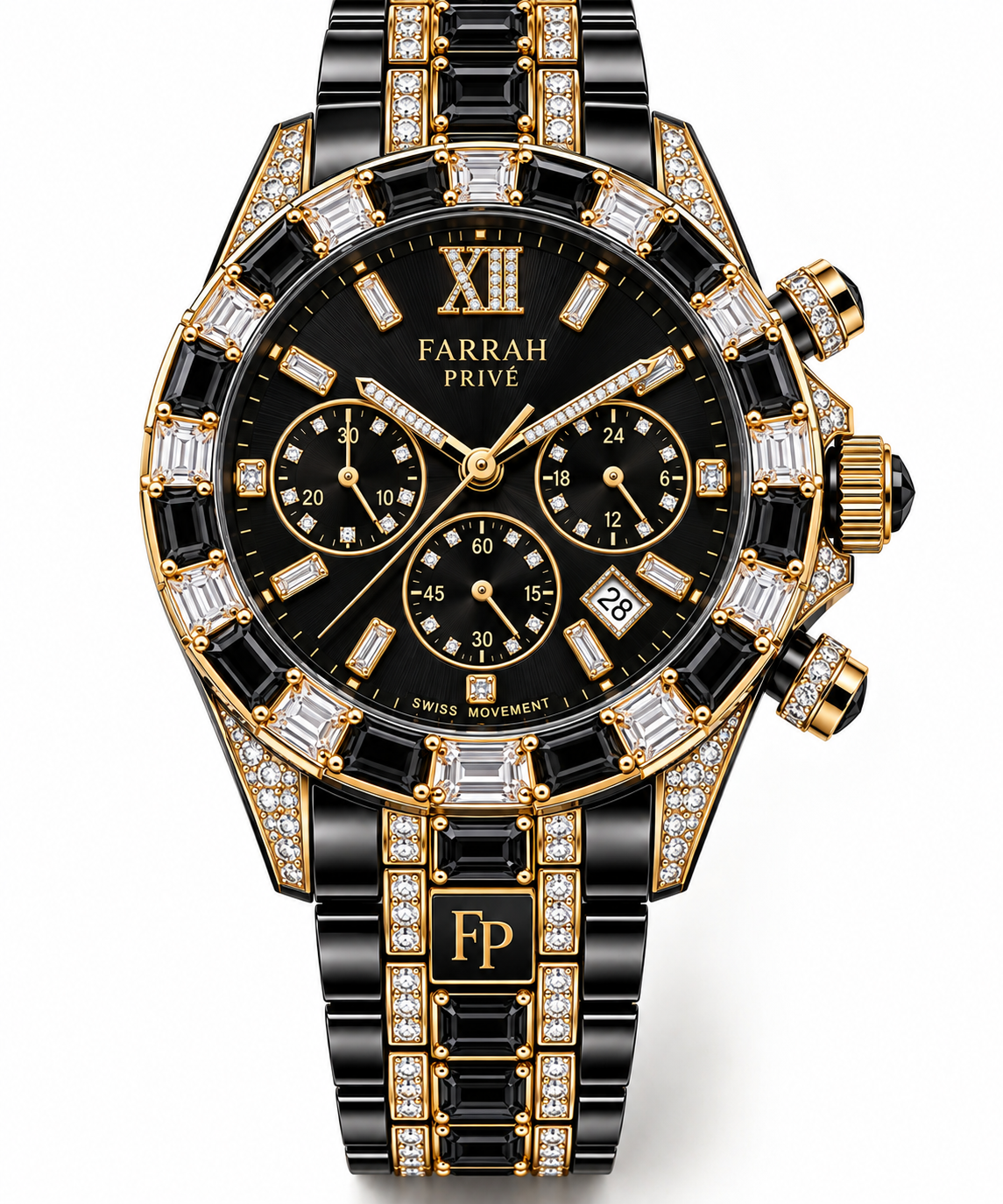 Farrah Privé™ Black & Gold Onyx Signature Men's Watch