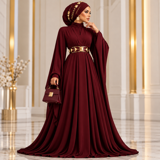 Farrah Privé Burgundy Pyramid Signature Abaya