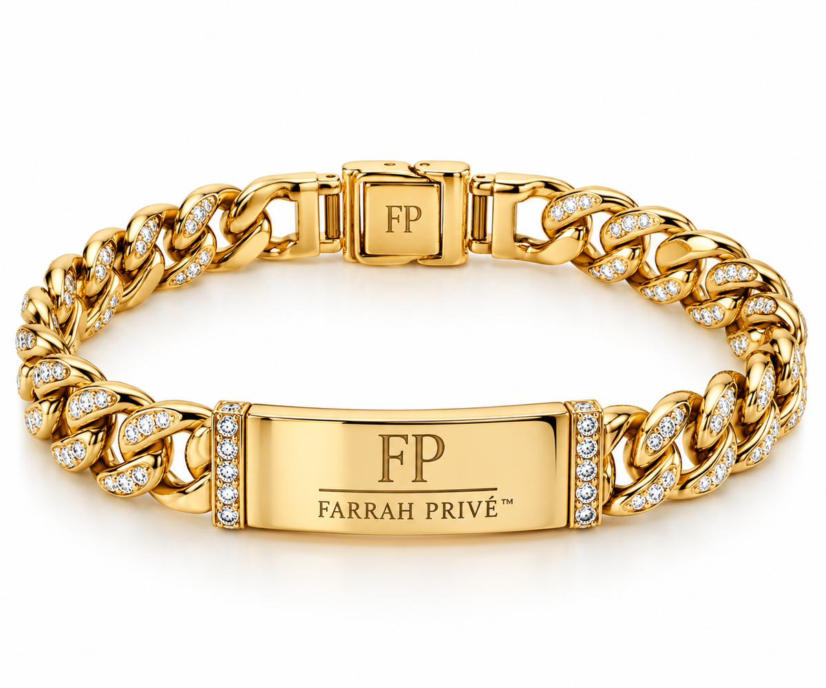 Farrah Privé™ Gold Signature FP Cuban-Link Bracelet