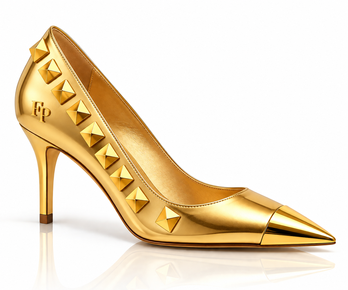 Farrah Privé™ Gold Signature Solid Mid-Heel Pump