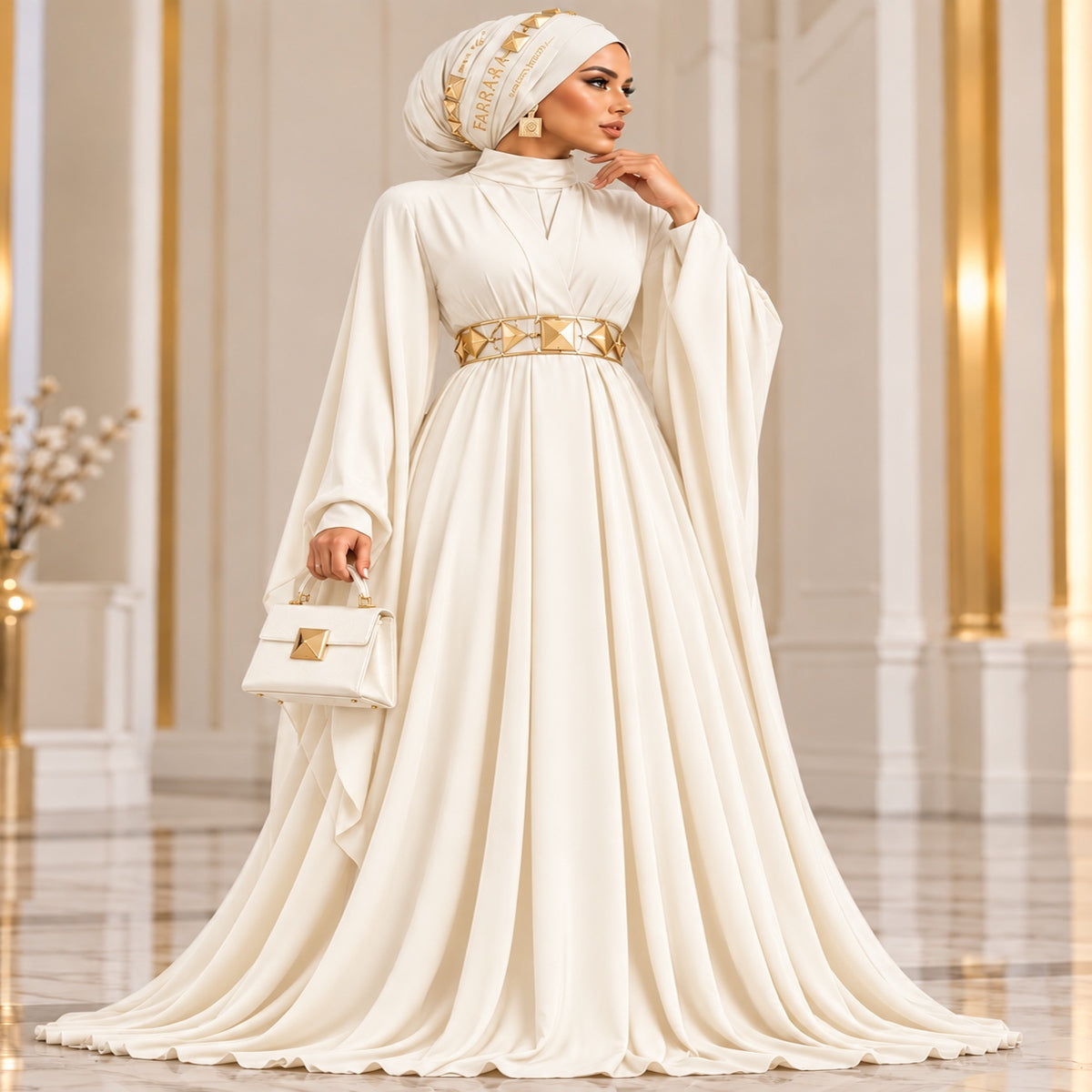 Farrah Privé™ Ivory Pyramid Signature Abaya