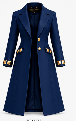 Farrah Privé™ Navy Signature Leather Trench Coat