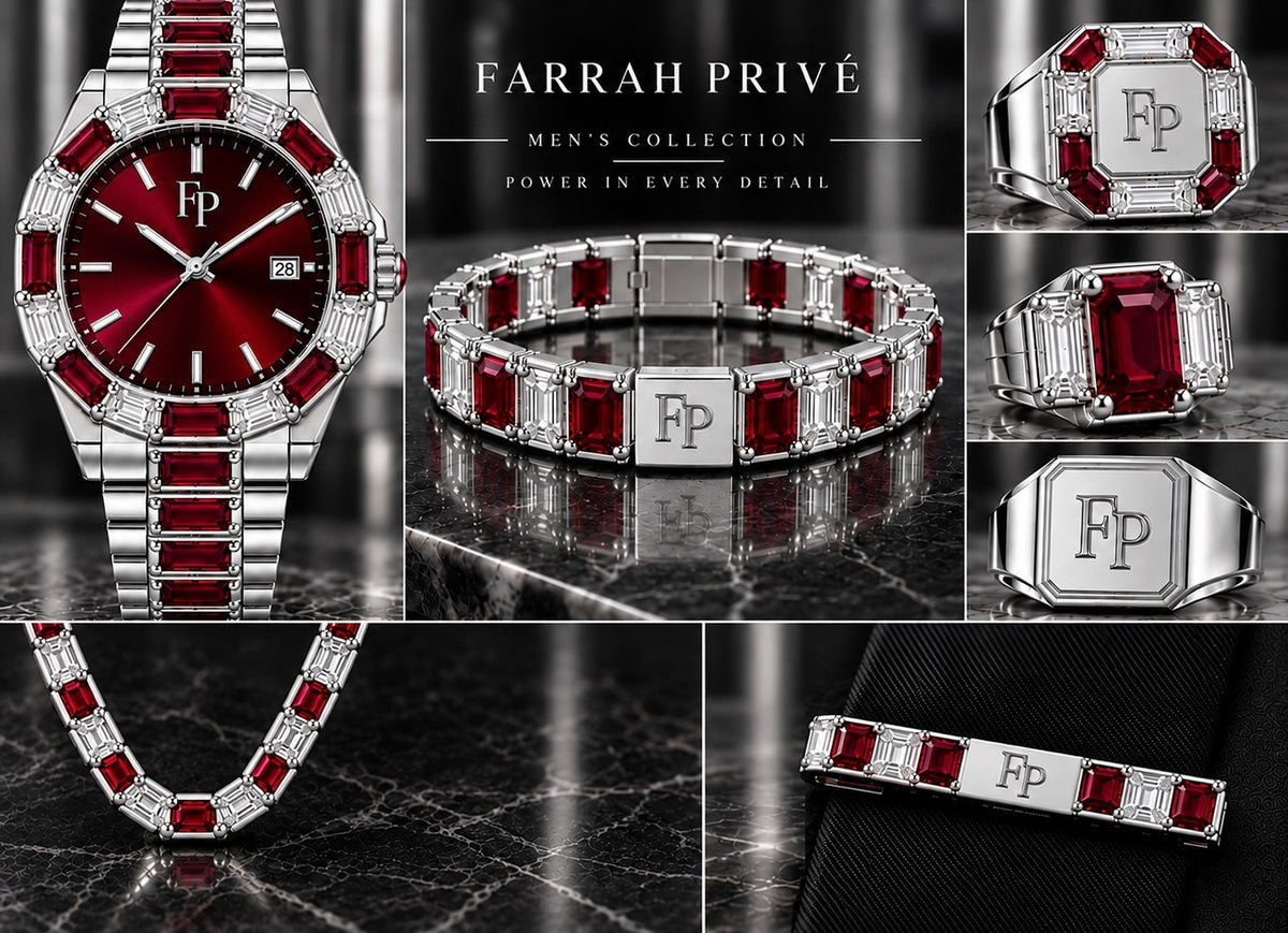 Farrah Privé™ Men's Silver Red & Clear Signature Set