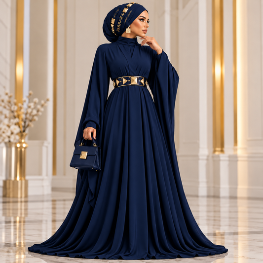 Farrah Privé Navy Pyramid Signature Abaya