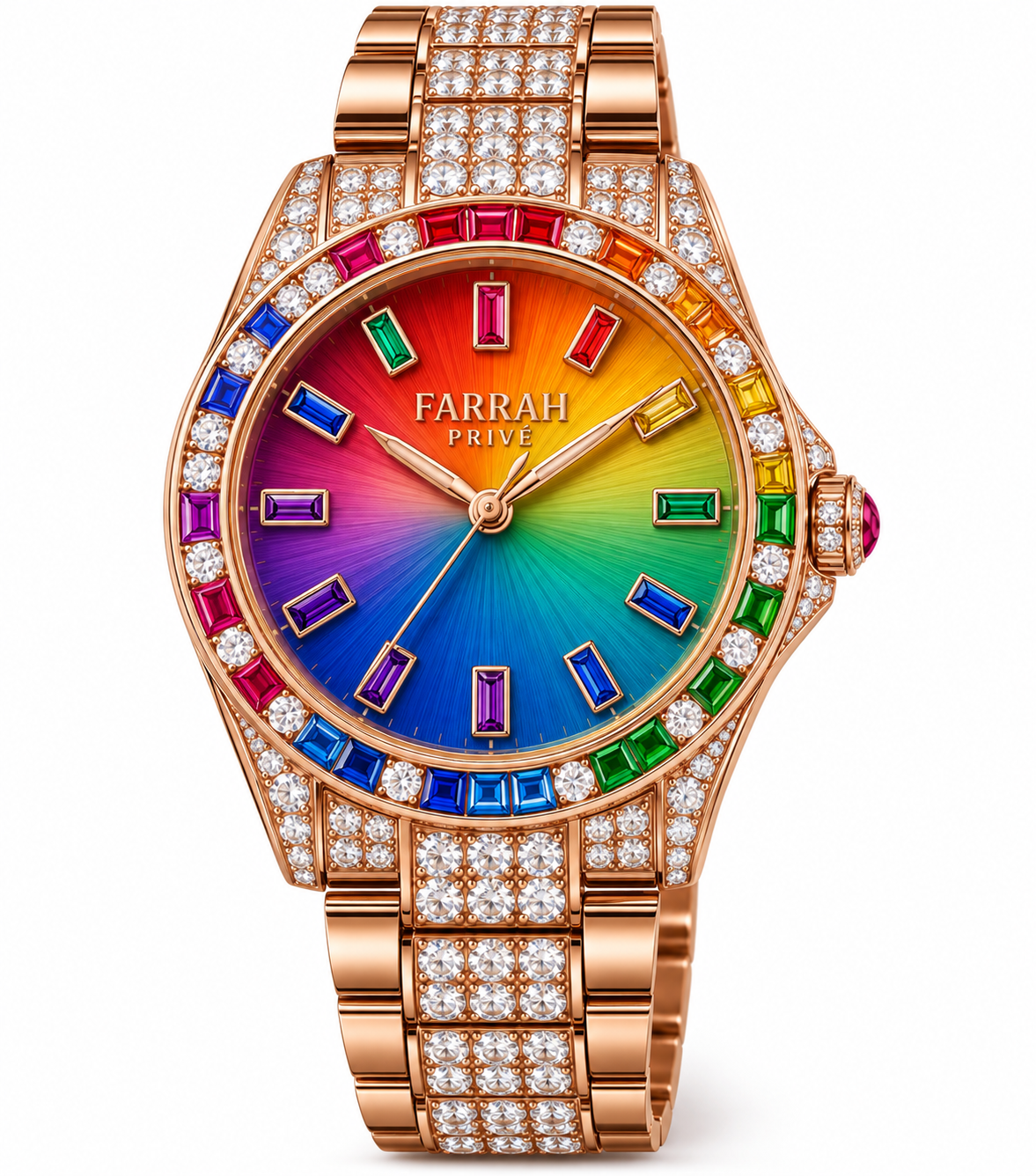 Farrah Privé™ Rose Gold Diamond Rainbow Signature Watch