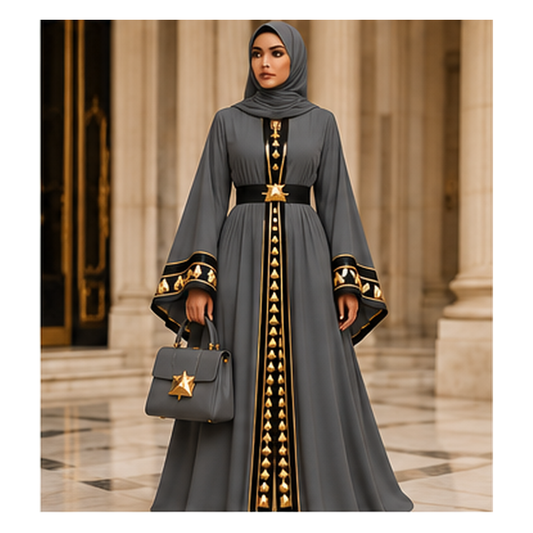 Farrah Privé Signature Pyramid Abaya — Gray