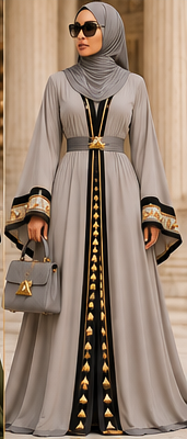Farrah Privé Signature Pyramid Abaya — Gray