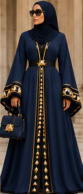 Farrah Privé Signature Pyramid Abaya — Navy