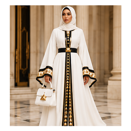Farrah Privé Signature Pyramid Abaya — White
