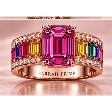 Farrah Privé™ Multicolor Signature Statement Ring — Rose Gold