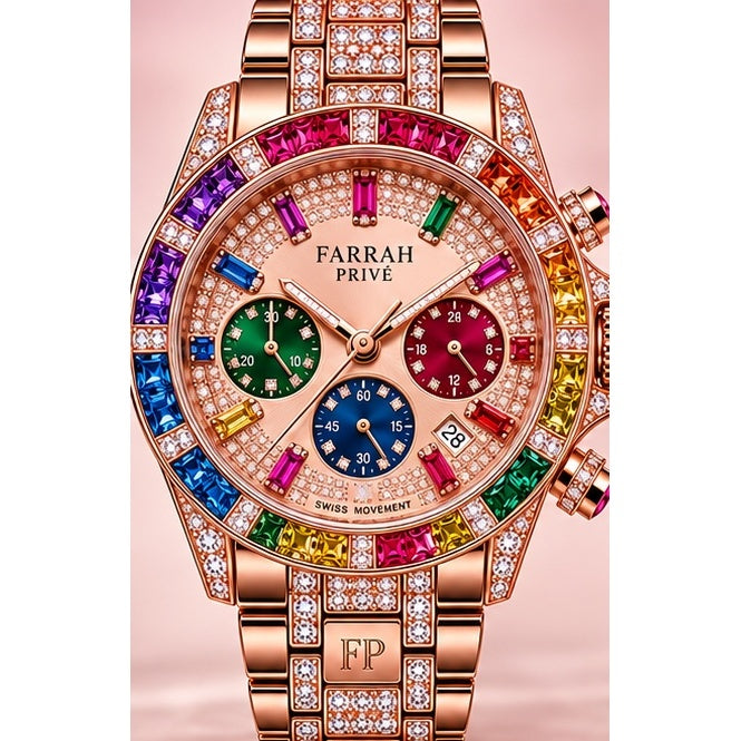 Farrah Privé™ Multicolor Signature Watch — Rose Gold