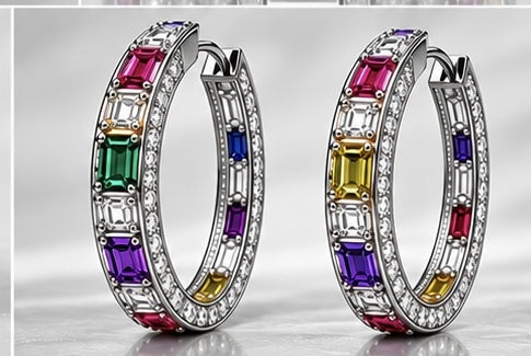 Farrah Privé™ Multicolor Signature Hoop Earrings — Silver
