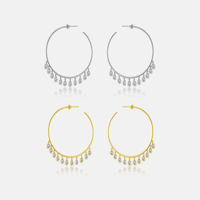 Inlaid Zircon 925 Sterling Silver Earrings